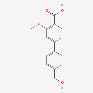molecular formula C15H14O4 B6397839 4-(4-Hydroxymethylphenyl)-2-methoxybenzoic acid CAS No. 1261986-79-1