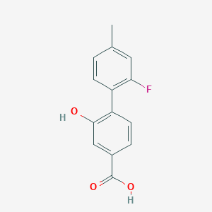 molecular formula C14H11FO3 B6398135 4-(2-Fluoro-4-methylphenyl)-3-hydroxybenzoic acid CAS No. 1261924-72-4