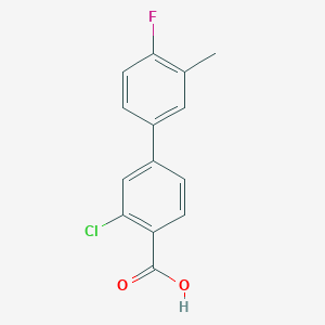 molecular formula C14H10ClFO2 B6398564 2-Chloro-4-(4-fluoro-3-methylphenyl)benzoic acid CAS No. 1261904-85-1
