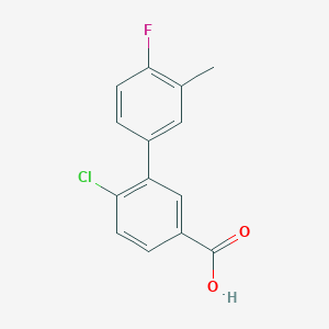 molecular formula C14H10ClFO2 B6398572 4-Chloro-3-(4-fluoro-3-methylphenyl)benzoic acid CAS No. 1261903-03-0