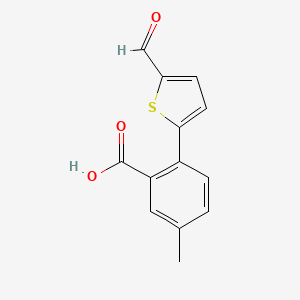 molecular formula C13H10O3S B6399340 2-(5-Formylthiophen-2-YL)-5-methylbenzoic acid CAS No. 1261962-08-6