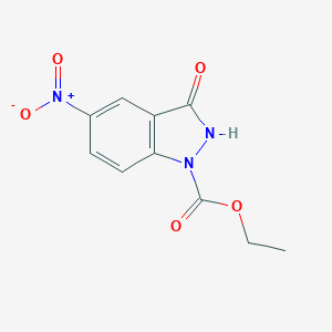 molecular formula C10H9N3O5 B064040 Ethyl 3-hydroxy-5-nitro-1H-indazole-1-carboxylate CAS No. 178160-22-0
