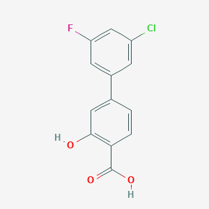 molecular formula C13H8ClFO3 B6404087 4-(3-Chloro-5-fluorophenyl)-2-hydroxybenzoic acid CAS No. 1261976-82-2