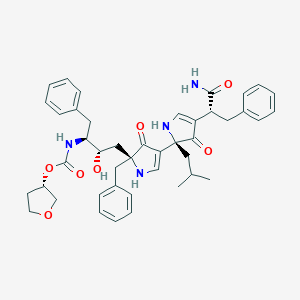molecular formula C43H50N4O7 B064059 Carbamic acid, ((1S,2S)-3-((2S,5'S)-4-((1R)-2-amino-2-oxo-1-(phenylmethyl)ethyl)-2,3,4',5'-tetrahydro-2-(2-methylpropyl)-3,4'-dioxo-5'-(phenylmethyl)(2,3'-bi-1H-pyrrol)-5'-yl)-2-hydroxy-1-(phenylmethyl)propyl)-, (3S)-tetrahydro-3-furanyl ester CAS No. 173240-66-9