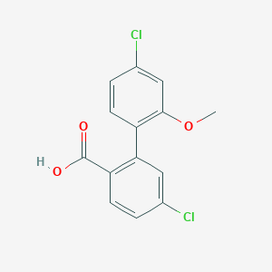 molecular formula C14H10Cl2O3 B6406848 4-Chloro-2-(4-chloro-2-methoxyphenyl)benzoic acid CAS No. 1261993-53-6