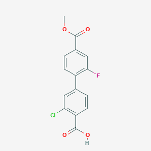 molecular formula C15H10ClFO4 B6408314 2-Chloro-4-(2-fluoro-4-methoxycarbonylphenyl)benzoic acid CAS No. 1261993-54-7