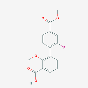 molecular formula C16H13FO5 B6408324 3-(2-Fluoro-4-methoxycarbonylphenyl)-2-methoxybenzoic acid CAS No. 1261940-10-6
