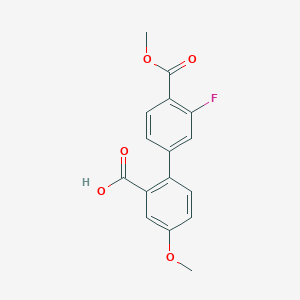 molecular formula C16H13FO5 B6408633 2-(3-Fluoro-4-methoxycarbonylphenyl)-5-methoxybenzoic acid CAS No. 1261933-96-3