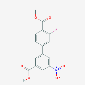 molecular formula C15H10FNO6 B6408701 3-(3-Fluoro-4-methoxycarbonylphenyl)-5-nitrobenzoic acid CAS No. 1262009-44-8