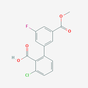 molecular formula C15H10ClFO4 B6408788 6-Chloro-2-(3-fluoro-5-methoxycarbonylphenyl)benzoic acid CAS No. 1261898-57-0
