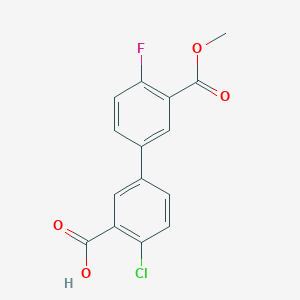 molecular formula C15H10ClFO4 B6408932 2-Chloro-5-(4-fluoro-3-methoxycarbonylphenyl)benzoic acid CAS No. 1261908-63-7