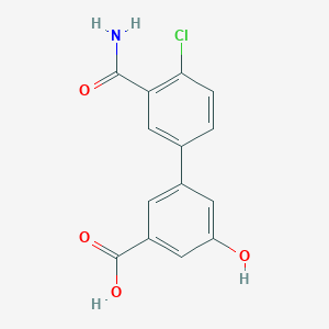 molecular formula C14H10ClNO4 B6408979 3-(3-Carbamoyl-4-chlorophenyl)-5-hydroxybenzoic acid CAS No. 1262005-10-6