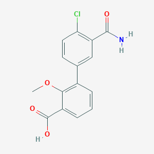 molecular formula C15H12ClNO4 B6409034 3-(3-Carbamoyl-4-chlorophenyl)-2-methoxybenzoic acid CAS No. 1261934-23-9