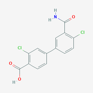 molecular formula C14H9Cl2NO3 B6409052 4-(3-Carbamoyl-4-chlorophenyl)-2-chlorobenzoic acid CAS No. 1261935-34-5