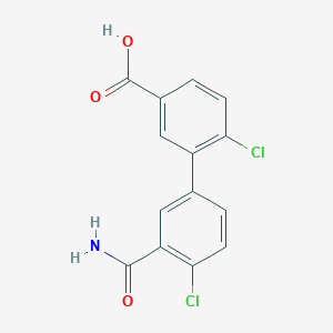 molecular formula C14H9Cl2NO3 B6409103 3-(3-Carbamoyl-4-chlorophenyl)-4-chlorobenzoic acid CAS No. 1261993-74-1