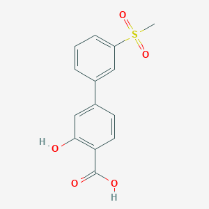 molecular formula C14H12O5S B6409115 2-Hydroxy-4-(3-methylsulfonylphenyl)benzoic acid CAS No. 1262005-17-3