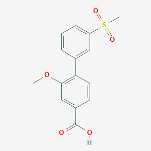 molecular formula C15H14O5S B6409141 3-Methoxy-4-(3-methylsulfonylphenyl)benzoic acid CAS No. 1261964-37-7