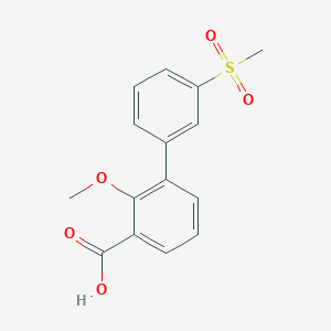 molecular formula C15H14O5S B6409149 2-Methoxy-3-(3-methylsulfonylphenyl)benzoic acid CAS No. 1261987-21-6