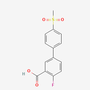 molecular formula C14H11FO4S B6409263 2-Fluoro-5-(4-methylsulfonylphenyl)benzoic acid CAS No. 1261936-02-0