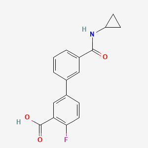 molecular formula C17H14FNO3 B6409651 5-[3-(Cyclopropylaminocarbonyl)phenyl]-2-fluorobenzoic acid CAS No. 1261936-90-6