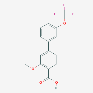 molecular formula C15H11F3O4 B6409803 2-Methoxy-4-(3-trifluoromethoxyphenyl)benzoic acid CAS No. 1261451-00-6