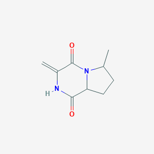 molecular formula C9H12N2O2 B064104 6-Methyl-3-methylidene-6,7,8,8a-tetrahydropyrrolo[1,2-a]pyrazine-1,4-dione CAS No. 168074-99-5