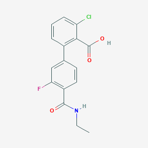 molecular formula C16H13ClFNO3 B6410434 6-Chloro-2-[4-(ethylcarbamoyl)-3-fluorophenyl]benzoic acid CAS No. 1261977-90-5