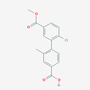 molecular formula C16H13ClO4 B6410605 4-(2-Chloro-5-methoxycarbonylphenyl)-3-methylbenzoic acid CAS No. 1261914-89-9