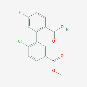 molecular formula C15H10ClFO4 B6410653 2-(2-Chloro-5-methoxycarbonylphenyl)-4-fluorobenzoic acid CAS No. 1261989-63-2