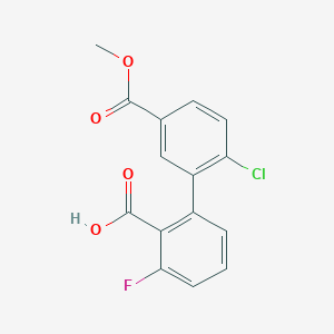 molecular formula C15H10ClFO4 B6410679 2-(2-Chloro-5-methoxycarbonylphenyl)-6-fluorobenzoic acid CAS No. 1262006-07-4