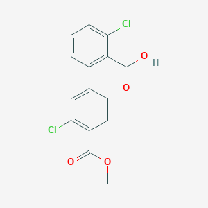 molecular formula C15H10Cl2O4 B6410883 6-Chloro-2-(3-chloro-4-methoxycarbonylphenyl)benzoic acid CAS No. 1261940-55-9