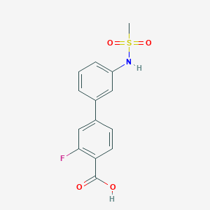 molecular formula C14H12FNO4S B6411069 2-Fluoro-4-(3-methylsulfonylaminophenyl)benzoic acid CAS No. 1261940-73-1