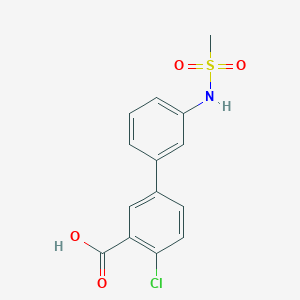 molecular formula C14H12ClNO4S B6411095 2-Chloro-5-(3-methylsulfonylaminophenyl)benzoic acid CAS No. 1261955-89-8