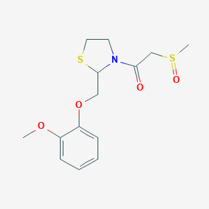 molecular formula C14H19NO4S2 B064111 2-((2-Methoxyphenoxy)methyl)-3-((methylsulfinyl)acetyl)thiazolidine CAS No. 161443-21-6