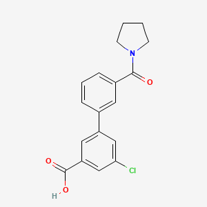 molecular formula C18H16ClNO3 B6411241 5-Chloro-3-(3-pyrrolidinylcarbonylphenyl)benzoic acid CAS No. 1261915-14-3