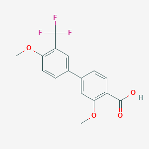 molecular formula C16H13F3O4 B6411504 4-(4-Methoxy-3-trifluoromethylphenyl)-2-methoxybenzoic acid CAS No. 1261906-62-0