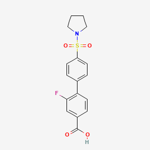 molecular formula C17H16FNO4S B6412904 2-Fluoro-4'-(pyrrolidin-1-ylsulfonyl)-[1,1'-biphenyl]-4-carboxylic acid CAS No. 1261941-15-4