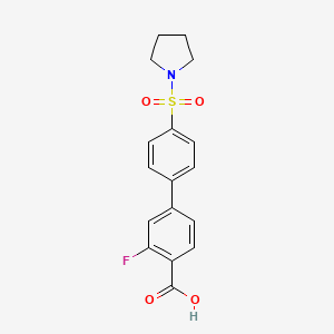molecular formula C17H16FNO4S B6412909 2-Fluoro-4-[4-(pyrrolidinylsulfonyl)phenyl]benzoic acid CAS No. 1261907-40-7