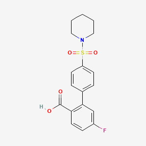 molecular formula C18H18FNO4S B6413271 4-Fluoro-2-[4-(piperidin-1-ylsulfonyl)phenyl]benzoic acid CAS No. 1261937-44-3