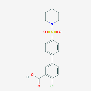 molecular formula C18H18ClNO4S B6413330 2-Chloro-5-[4-(piperidin-1-ylsulfonyl)phenyl]benzoic acid CAS No. 1261894-64-7