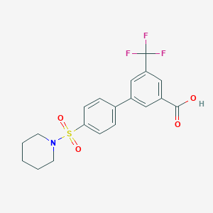 molecular formula C19H18F3NO4S B6413401 3-[4-(Piperidin-1-ylsulfonyl)phenyl]-5-trifluoromethylbenzoic acid CAS No. 1261982-16-4
