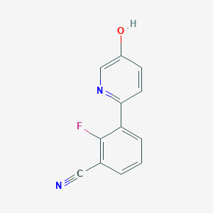 molecular formula C12H7FN2O B6414180 2-Fluoro-3-(5-hydroxypyridin-2-yl)benzonitrile CAS No. 1261908-31-9