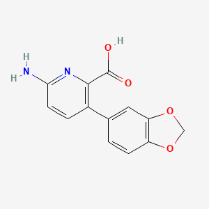 molecular formula C13H10N2O4 B6414242 6-Amino-3-(3,4-methylenedioxyphenyl)picolinic acid CAS No. 1258633-20-3