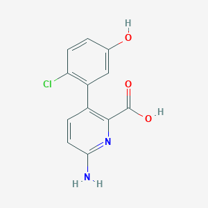 molecular formula C12H9ClN2O3 B6414686 6-Amino-3-(2-chloro-5-hydroxyphenyl)picolinic acid CAS No. 1262009-96-0