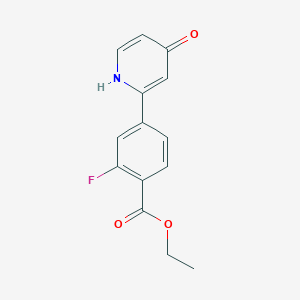 molecular formula C14H12FNO3 B6415642 2-[4-(Ethoxycarbonyl)-3-fluorophenyl]-4-hydroxypyridine CAS No. 1261905-58-1