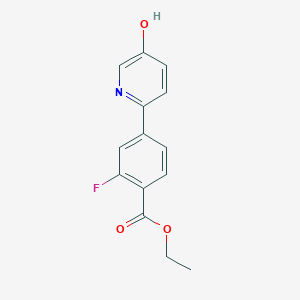 molecular formula C14H12FNO3 B6415666 Ethyl 2-fluoro-4-(5-hydroxypyridin-2-yl)benzoate CAS No. 1261936-46-2