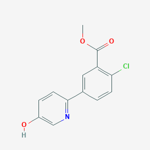 molecular formula C13H10ClNO3 B6415689 Methyl 2-chloro-5-(5-hydroxypyridin-2-yl)benzoate CAS No. 1262011-03-9