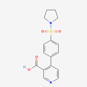 molecular formula C16H16N2O4S B6416044 4-(4-(Pyrrolidin-1-ylsulfonyl)phenyl)nicotinic acid CAS No. 1261940-00-4