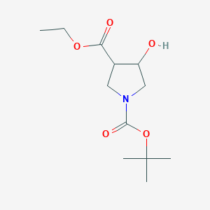 molecular formula C12H21NO5 B6416406 Ethyl 1-boc-4-hydroxypyrrolidine-3-carboxylate CAS No. 146256-99-7