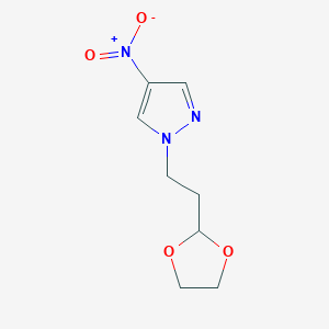 molecular formula C8H11N3O4 B6416577 1-[2-(1,3-Dioxolan-2-yl)ethyl]-4-nitro-1H-pyrazole CAS No. 1006570-90-6